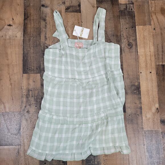 NWT Show Me Your MuMu Napa Green Sleeveless Mini Dress Layer Button Strap Small‎ - Picture 1 of 12